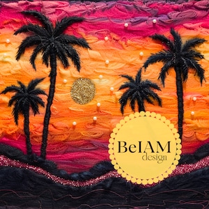 3D Sunset Beach Seamless Pattern Repeating File for Fabric Sublimation, Instant Download Digital Paper Surface Design Summer Journal 3D File