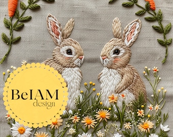 Boho Osterhase Muster: Stoff Sublimation, Digitales Papier (JPEG)