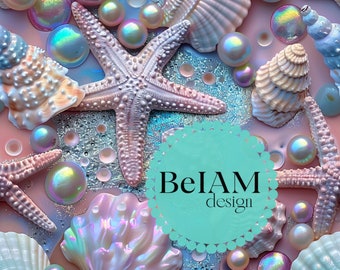 Sea Unicorn Glitter Seamless Pattern: Fabric Sublimation, Scrapbook Paper (Digital Download)