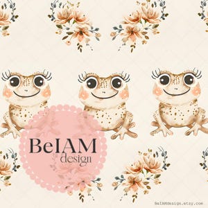 Boho neutre floral mignon grenouilles transparente motif répéter fichier pour sublimation de tissu sourdine Boho papier numérique artisanat gobelet Design papier peint