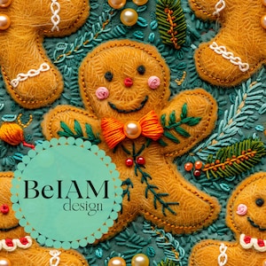 3D-Lebkuchenmann-nahtlose Muster-Wiederholungsdatei für Stoff-Sublimationsstickerei-Effekt-Winter-Digital-Papier-Handwerks-Tumbler-Design-Tapete