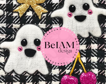 3D Coquette Ghost Seamless Pattern: Retro Fabric Sublimation (Digital Download)