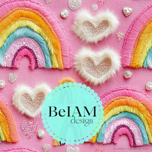 3D Saint-Valentin arc-en-ciel duveteux sans couture motif répétitif fichier pour sublimation de tissu numérique papier artisanat gobelet design papier peint