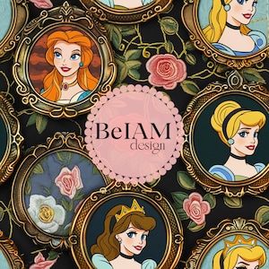 Retro Vintage Princess Collage Seamless Pattern Repeating File Fabric Sublimation Download Digital Paper Scrapbook Surface Design Wallpaper