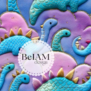 File ripetuto con motivo senza cuciture Preppy Dinosaur Land 3D per sublimazione su tessuto Preppy Dino Digital Paper Tessuto personalizzato Uso commerciale