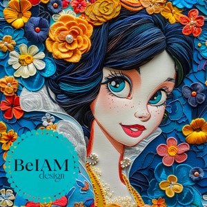 3D Floral Branco Princesa Padrão Sem Costura Arquivo de Repetição para Sublimação de Tecido Baixar Papel Digital Scrapbook Design de Superfície Papel de Parede