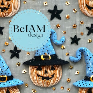 3D Boy Witchy Pumpkin Nahtloses Muster Wiederholende Datei Stoff Sublimation Download Digitales Papier Scrapbook Journal Surface Design Wallpaper