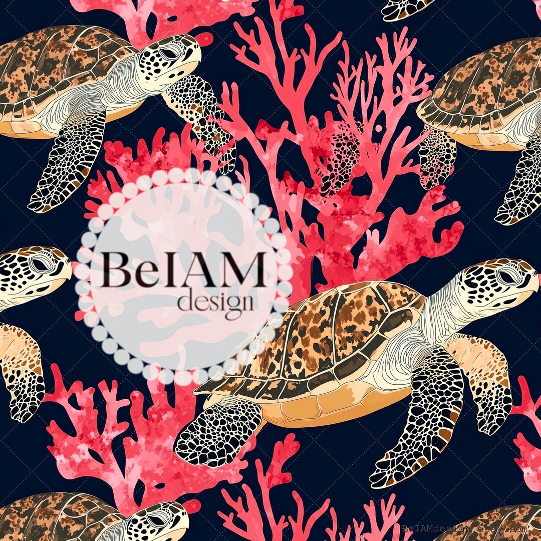 Spotty Turtle Coral Seamless Pattern Repeat File for Fabric Sublimation ...