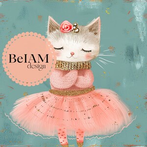 Ballerine chat mignon motif transparent pour sublimation tissu chat papier peint tutu rose fichier transparente papier numérique chat gobelet design wrap