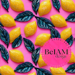 Fichier de répétition de modèle sans couture 3D néon citron pour sublimation tissu paillettes rose citron papier numérique personnalisé tissu impression fond