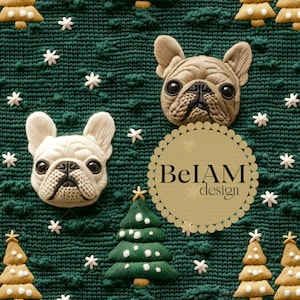 3D hiver bouledogues français fichier sans couture répétition impression pour sublimation de tissu chiens mignons papier artisanat gobelet design papier peint