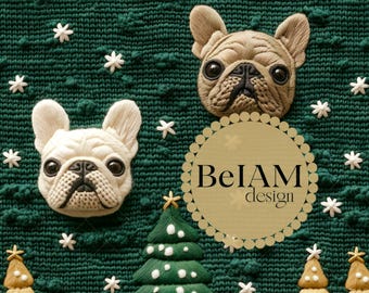 3D Winter French Bulldog Seamless Pattern: Fabric Sublimation, Tumbler Design (Digital)