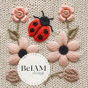 Modello senza cuciture floreale a maglia coccinella che ripete il file sublimazione del tessuto Scarica carta da parati digitale per scrapbooking e design della superficie