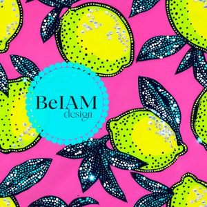 Zitronen Neon Sommer Nahtlose Muster-Wiederholungs-Datei für Stoff Sublimation Download Digitales Papier Scrapbook Journal Surface Design Wallpaper