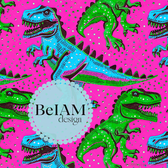Preppy Trex Seamless Pattern: Summer Dinosaur Fabric Print (Digital File)