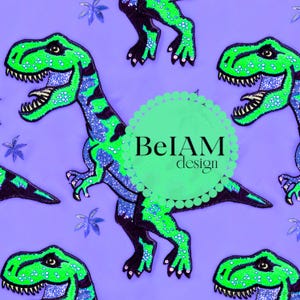 Preppy Trex Seamless Pattern-Wiederholungsdatei für Stoffsublimation Preppy Sommer Dinosaurier Digitales Papier Benutzerdefinierte Stoffdruck Trex Hintergrund