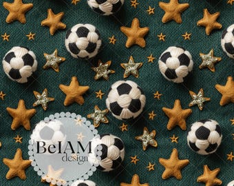 3D Football Stars Seamless Pattern Repeating File for Fabric Sublimation Digital Paper World Cup  Fabric Commercial Use