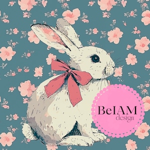 Motif répétitif de fichier sans couture de lapin floral de Pâques pour la conception de surface de fichier sans couture de fichier de lapin de papier numérique de ressort personnalisé de tissu de sublimation de ressort