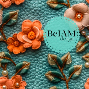 3D花柄刺繍レザーテクスチャシームレスパターン繰り返しファイルファブリック昇華デジタルペーパースクラップブック表面デザイン壁紙