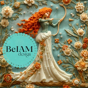 3D Corajosa Princesa Padrão Sem Costura Arquivo de Repetição Tecido Sublimação Baixar Papel Digital Scrapbook Diário Design de Superfície Papel de Parede