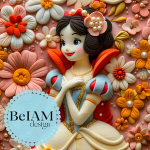 3D Floral Branco Princesa Padrão Sem Costura Arquivo de Repetição para Sublimação de Tecido Baixar Papel Digital Scrapbook Design de Superfície Papel de Parede