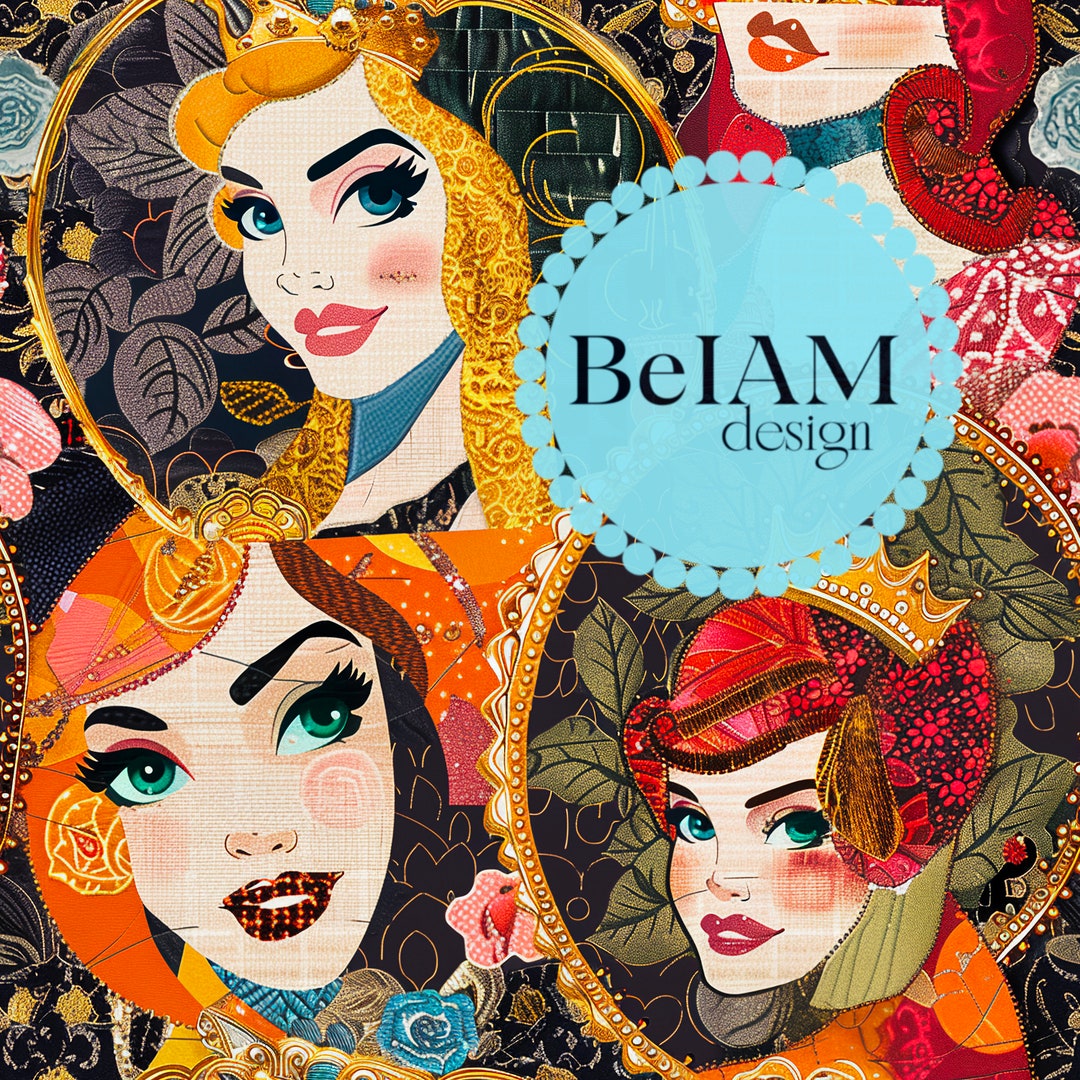 Retro Princess Patchwork Seamless Pattern: Fabric Sublimation (digital ...