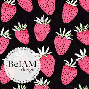 Erdbeeren Musterdesign-Wiederholungsdatei für Stoff Sublimation Sommer Obst Digitales Papier Benutzerdefinierte Stoffdruck Erdbeere Hintergrund