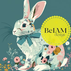 Motif répétitif de fichier sans couture de lapin floral de Pâques pour la conception de surface de fichier sans couture de fichier de lapin de papier numérique de ressort personnalisé de tissu de sublimation de ressort