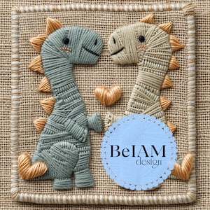 3D-Dinosaurier-Valentinstagsmuster in gedämpften Farben, Datei für Stoffsublimation, sofortiger Download digitaler Oberflächengestaltung
