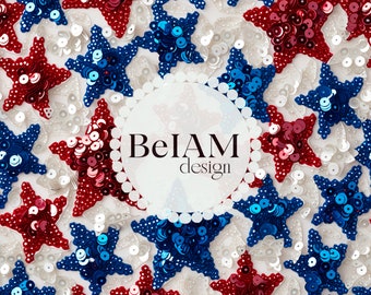 4th of July Sequin Stars Seamless Pattern: Fabric Sublimation (Digital Download)