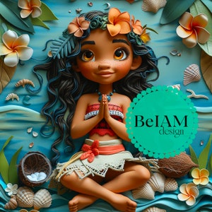 3d oceano princesa padrão sem costura arquivo de repetição para sublimação de tecido download papel digital scrapbook diário design de superfície papel de parede