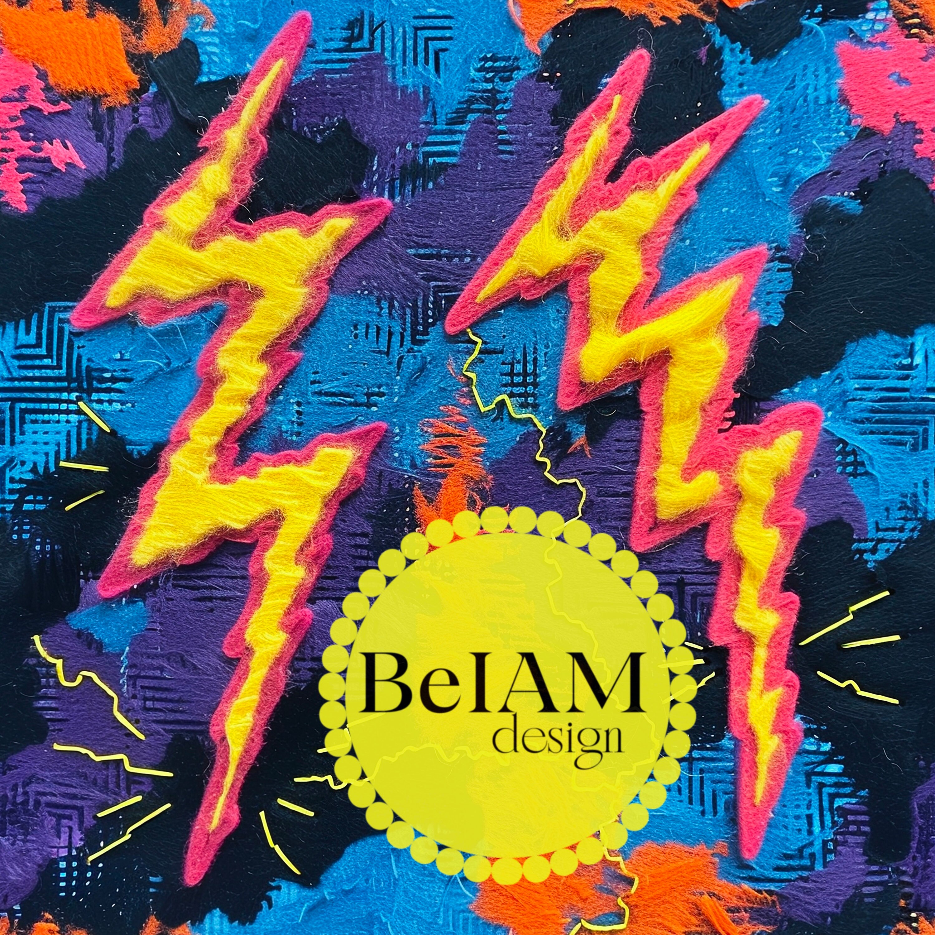 Neon Lightning Bolt Seamless Pattern: Fabric Sublimation (digital