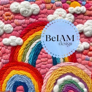 Pastell Regenbogen-Wiederholungsmuster für Stoff Sublimation texturierte Faux Stickerei Regenbogen nahtlose Grenze digitales Papier