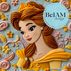 3D Beauty Princess Padrão Sem Costura Arquivo de Repetição para Sublimação de Tecido Baixar Papel Digital Scrapbook Diário Design de Superfície Papel de Parede