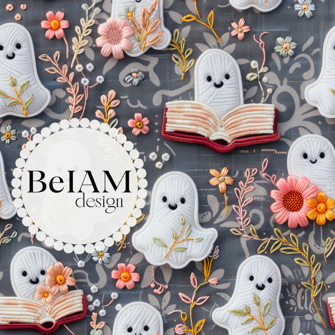 3D Bookish Print Spooky Cute Seamless Pattern Repeating File Fabric ...