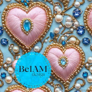 Archivo de patrón sin costuras de corazones brillantes de San Valentín en 3D que se repite para papel tapiz de fondo de diseño de vaso de artesanía de papel digital de sublimación de tela