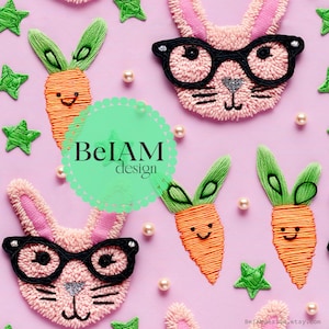 3D mignon lapin et carottes motif répétitif fichier pour sublimation de tissu mignon Pâques papier numérique artisanat gobelet design papier peint
