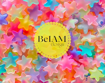 3D Neon Stars Seamless Pattern: Fabric Sublimation, Scrapbook Paper (Digital Download)