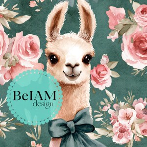Floral Coquette Llama Seamless Pattern Repeating File for Fabric Sublimation  Digital Paper Craft Tumbler Design Wallpaper Background
