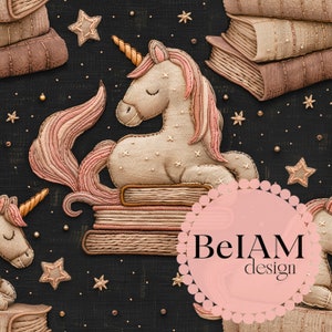 3D Neutral Buch Liebhaber Einhorn Nahtlose Muster-Wiederholungs-Datei für Stoff Sublimation Bookish Digital Paper Craft Tumbler Design Wallpaper