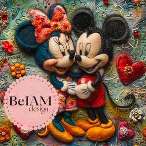 3D Vintage Mouse Inlove Seamless Pattern Repeating File for Fabric Sublimation Download Digital Paper Scrapbook Surface Design Wallpaper