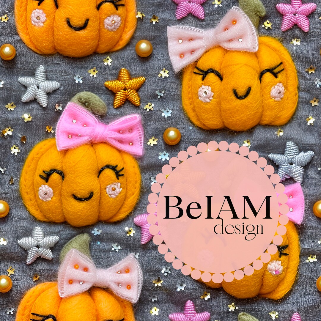 3D Cute Coquette Pumpkins Seamless Pattern Repeating File for Fabric ...