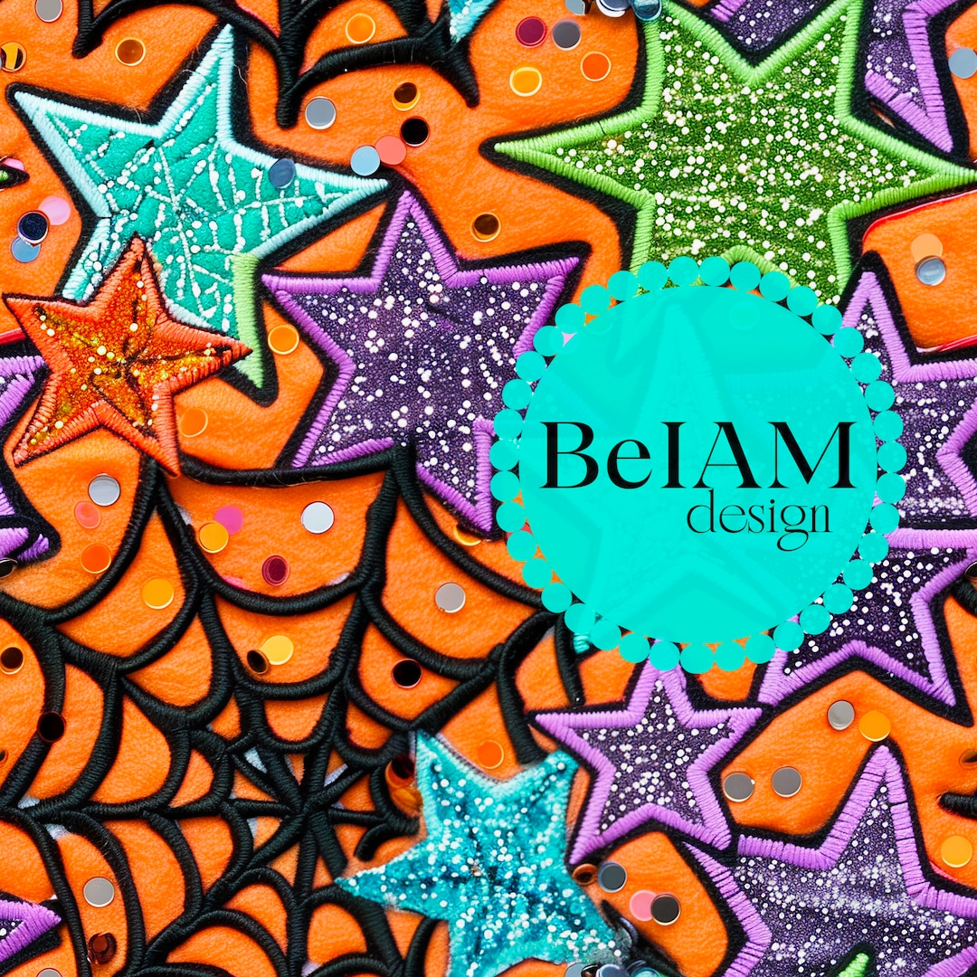 Glitter Stars Spider Web Halloween Seamless Pattern (digital File) - Etsy