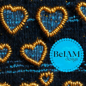 3D-Gold Blau Valentines Faux Knit Nahtlose Muster-Wiederholungs-Datei für Stoff Sublimation Herzen Digitale Papier Handwerk Tumbler Design Tapete