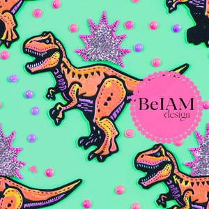Archivo de repetición de patrón sin costuras de neón 3D Summer Trex para sublimación de tela, descarga de papel digital, diseño de superficie segura para nadar, papel tapiz