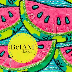 Patrón sin costuras de sandía de verano con neón texturizado que se repite, archivo para sublimación de tela, descarga de papel digital, diseño de superficie, fondo de pantalla