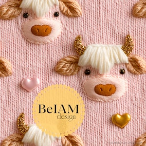 3D Cute Valentine Kuh Faux Knit Nahtlose Muster-Wiederholungs-Datei für Stoff Sublimation Liebe Digital Paper Craft Tumbler Design Wallpaper