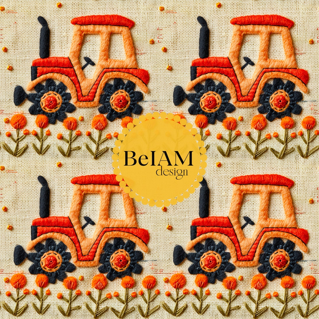 Neutral Tractor Seamless Pattern: Fabric Sublimation (digital Download ...