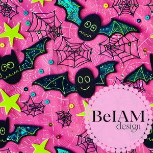 3D neon schattig vleermuizen naadloos patroon herhalend bestand voor stofsublimatie schattig Halloween digitaal papier plakboek Surface Design Wallpaper