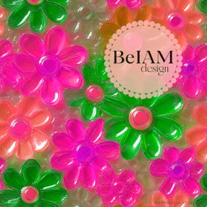 Archivo de repetición de patrones sin costuras de neón Daisies Swim Safe para sublimación de tela Traje de baño de niña Papel digital Impresión de tela personalizada Fondo